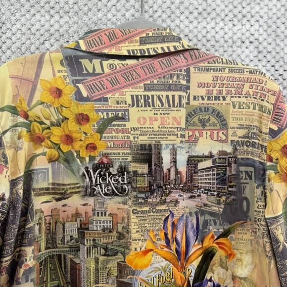 VTG Impulse California Jacket Women M Yellow Cityscape Button Front Long Sleeve - Picture 7 of 12